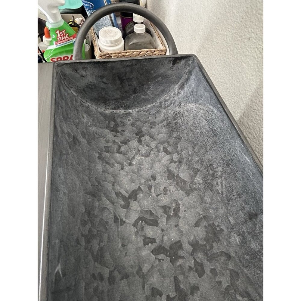 Galvanized 27" Metal Trough Planter Farmhouse Rustic Tabletop Decor Ranch Farm - Picture 3 of 12